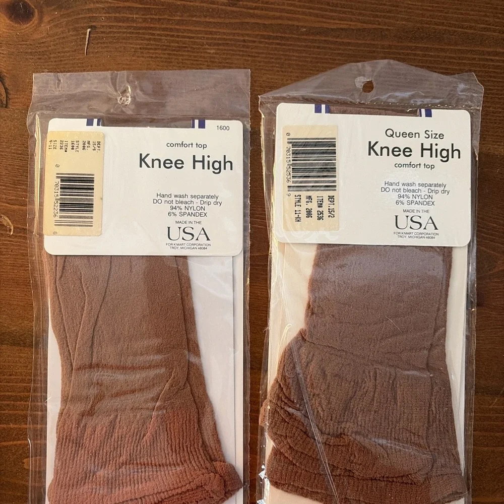 New Vintage Kmart Brand Key 4 Nude, style 1600 Knee High‎ Comfort Top Hose